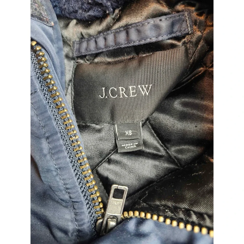 J. Crew Mens N-3B Snorkel Parka Navy Blue Faux Fur Hood Winter Coat XS